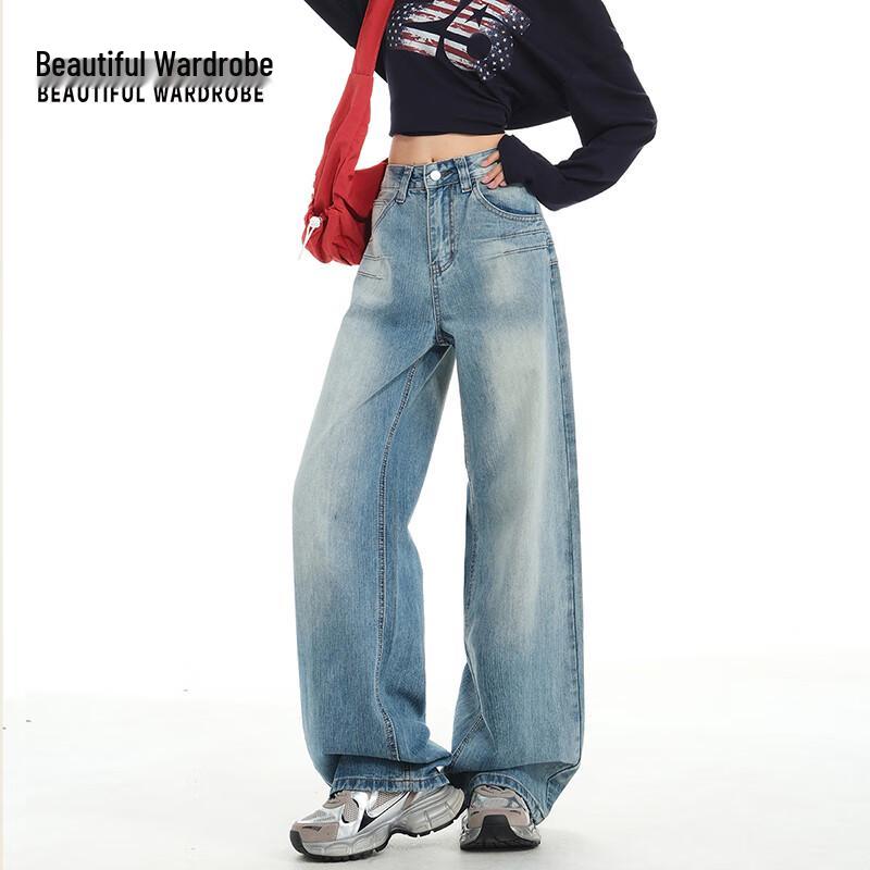 Women's American Retro Washed Loose Wide-Leg Jeans