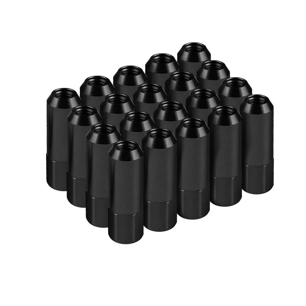 20PCS 60mm Aluminum Racing Lug Nuts - M121.5/M141.5 Anodized Tuner Wheel Bolts Screws M12x1.25 чёрный