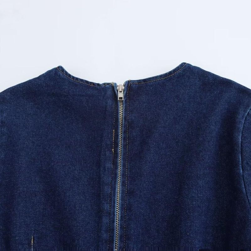 Kaslead New Arrival Women's Clothing Fashion Style Fashion Simple Denim Patchwork Long Sleeves Dress 4365282