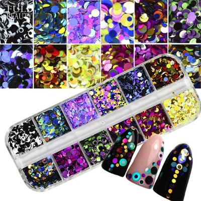 Třpytky na nehty 12ks/sada Smíšené 3D ultratenké bleskové DIY flitry nail art dekorace