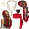 Pirate Roleplay Kit Headscarf Belt Jewelry Accessories Cosplay Costume Halloween Party Theme