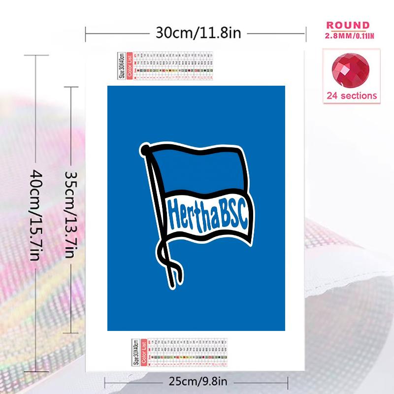 Hertha BSC Berlin Pattern 3pcs 100% Round Full Drill 5D DIY Diamond Painting Embroidery Cross Stitch Rhinestone Décor