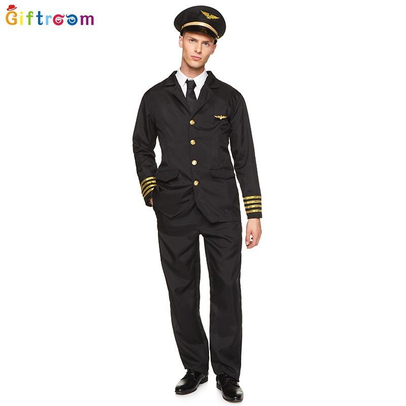 Aviation Captain Air Force Uniform Male Air Force Junior Pilot Clothes Black Suit Work Uniform Performance Uniform