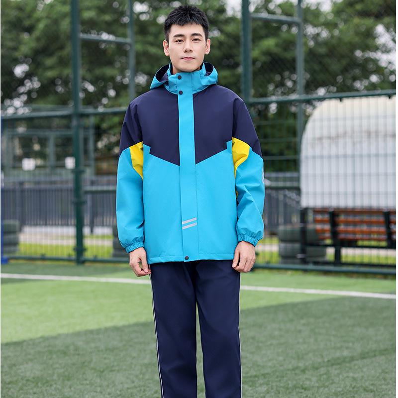 Thickened Fleece-Lined Winter School Uniform Windbreaker Set for High & Middle School Students