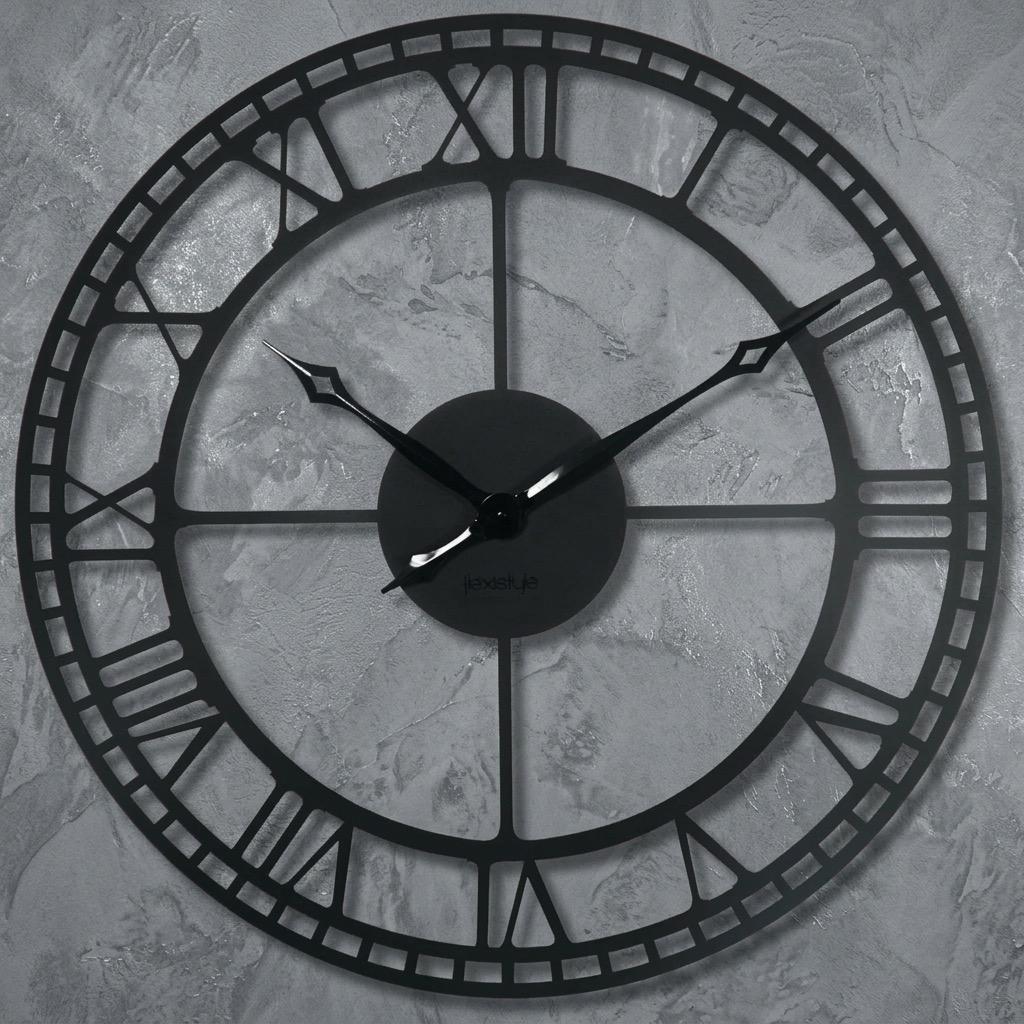 Retro black metal wall clock 50cm