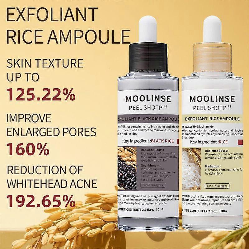 Peel Shot Glow Rice Peeling Ampoule White Rice Ampoule + Black Rice Ampoule Set, Soft Exfoliating Face & Body Scrub Dead Skin, Blackheads Remover for