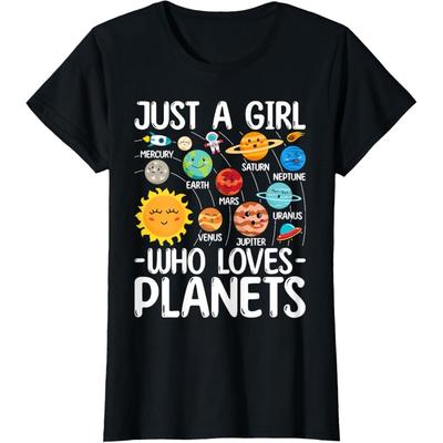 Just A Girl Who Loves Planet Solar Star System Science Space T-Shirt