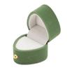 Ring Box Heart Shape Exquisite Romantic Small Flannel Ring Case for Proposal Engagement Wedding Green