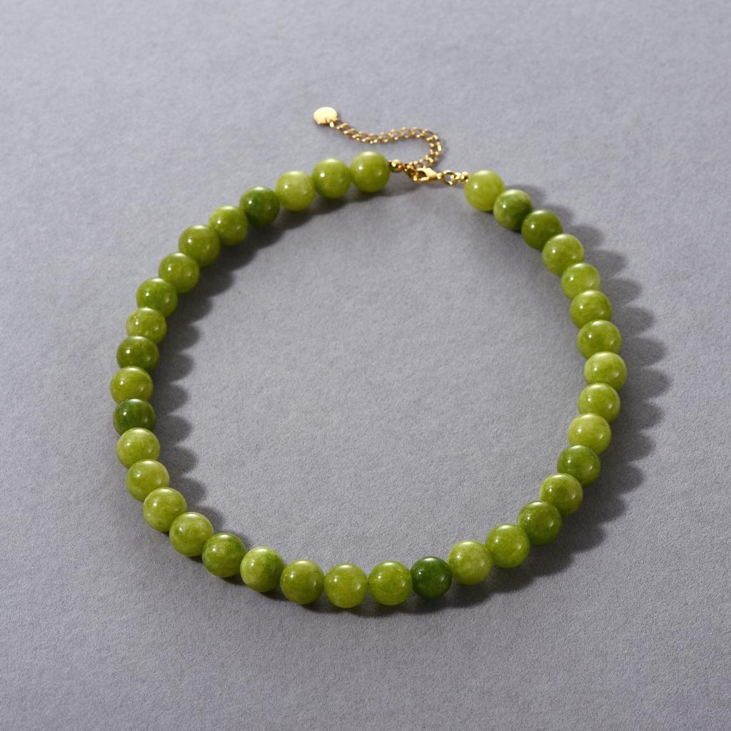 Avocado Gemstone Beaded Clavicle Chain Premium Neck Chain Summer Fresh Mori Dopamine Fashion Necklace