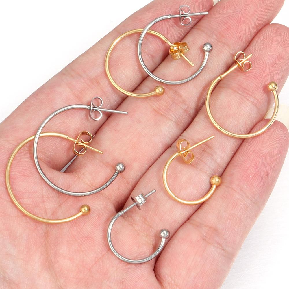 6 Stück/Los C-förmige Edelstahl-Ohrhaken Ohrstecker mit Öse C-Form Ohrstecker Ohrringe DIY Schmuckherstellung Zubehör