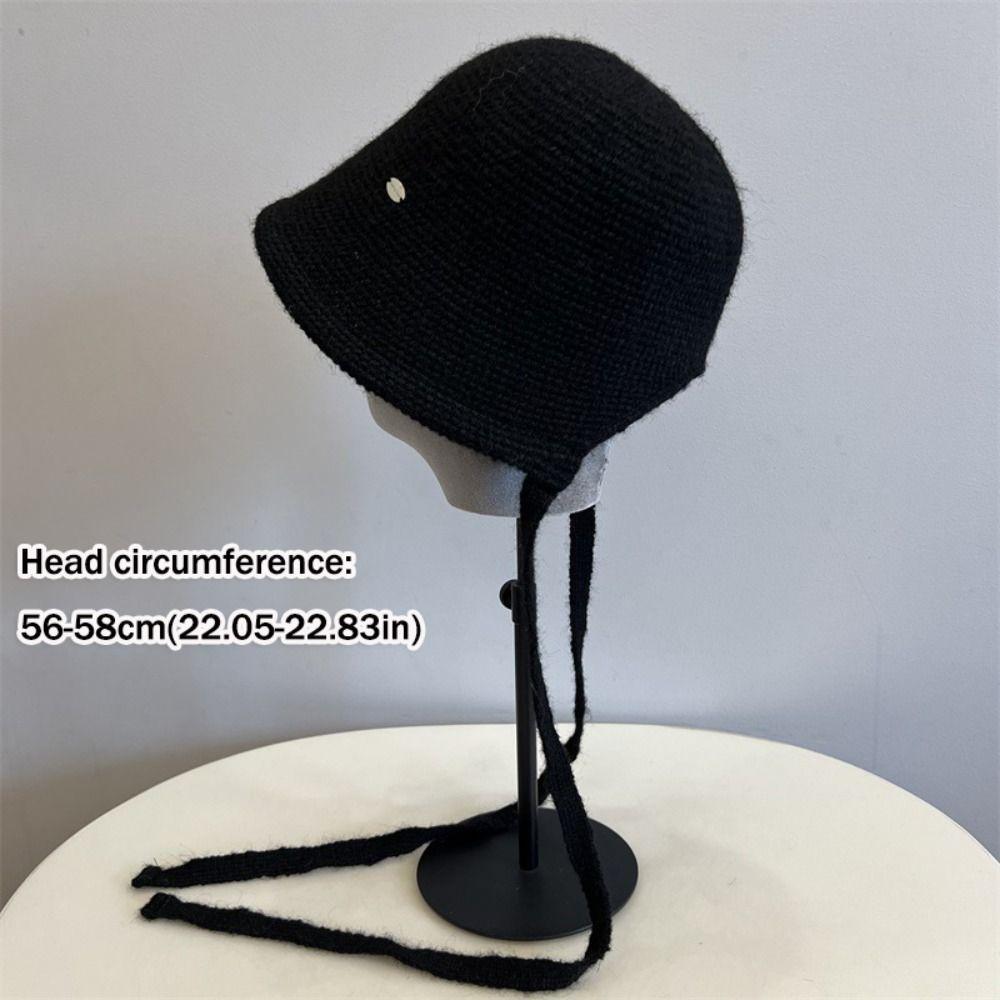 Wool Blend Fisherman Hat Knitted Woolen Basin Hat New Girl's Hat  Autumn Winter