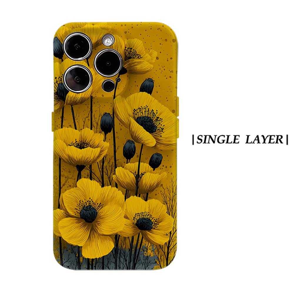 

Yellow Poppy Art Phone Case for IPhone 17AIR 16E 16 15 14 13 12 11 17 Pro Max Plus Double-layer Back Cover IPHONE17PROMAX