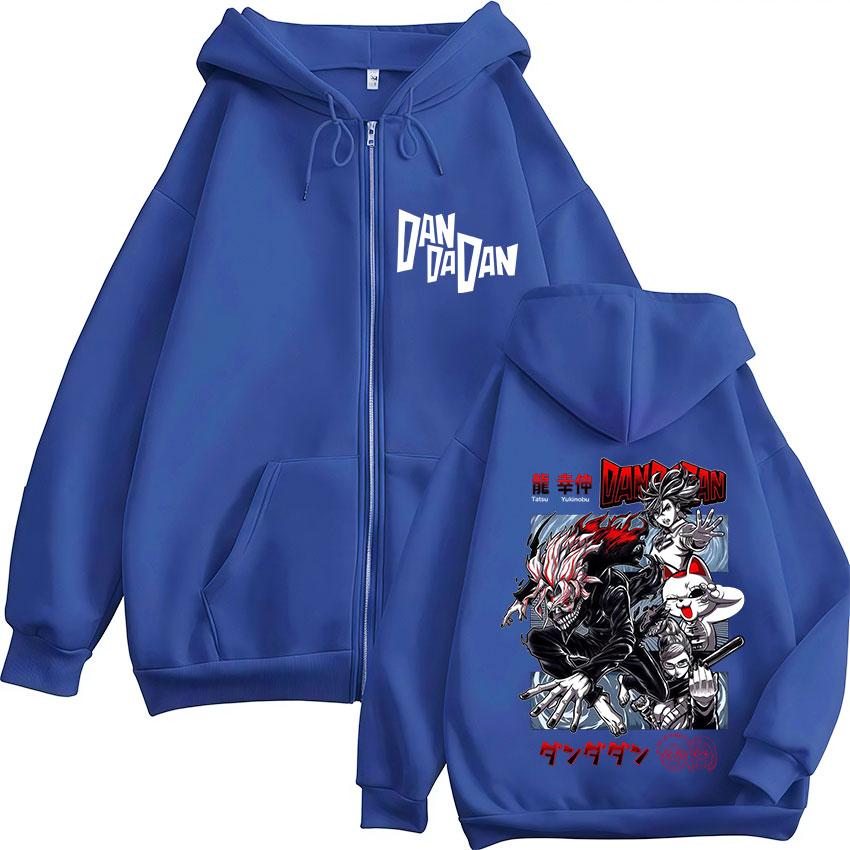 New Japanese Anime Dandadan Print Hoodie Men's Retro Long Sleeve Gothic Pullover Sweatshirt Unisex Fleece Clothing Coats Hooded