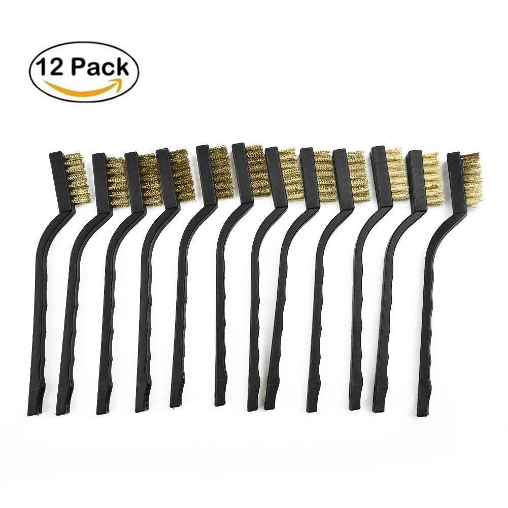 

Small Steel Brass DIY Cleaning brush Paint Rust Remover Removal Metal Polishing Scourer Tools 12 pcs Wire Burring Mini