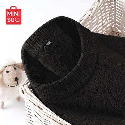 Men's Fleece-lined Crewneck Knit Sweater