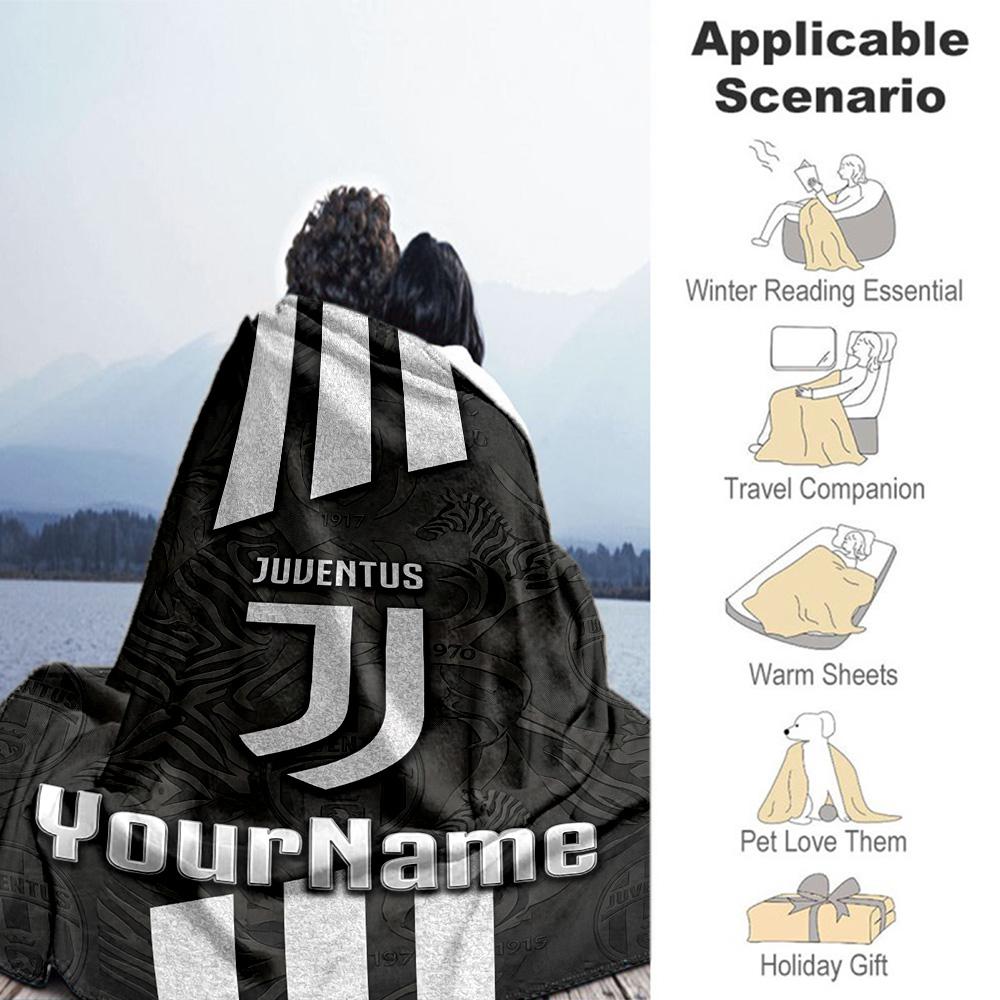 Juventus Personalized Text Blanket Lightweight Personalized Blanket Soft & Cozy Perfect for Couch Picnics Office Chair Livingroom All-Season Use