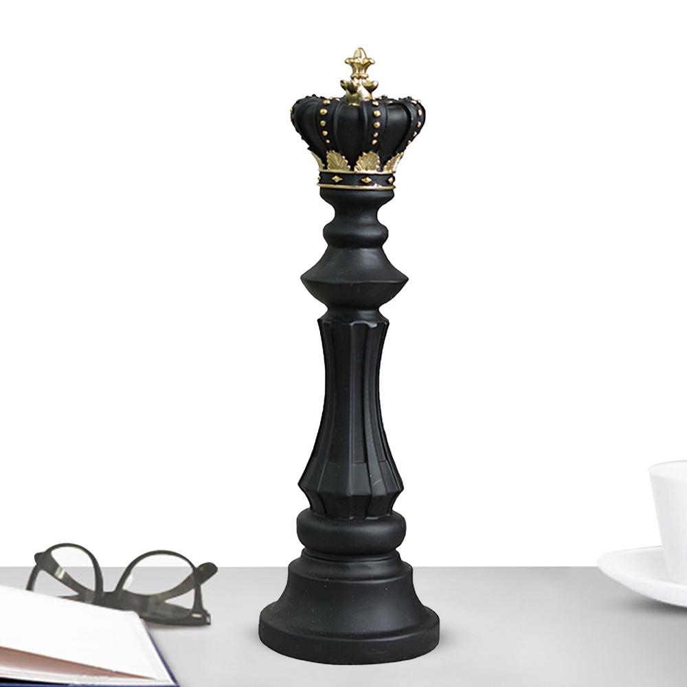 Resin Chess Piece Decor Chess Piece Figurine Chess Statue Tabletop Ornaments King Queen Chess Resin Craft Desk Decor Collectible