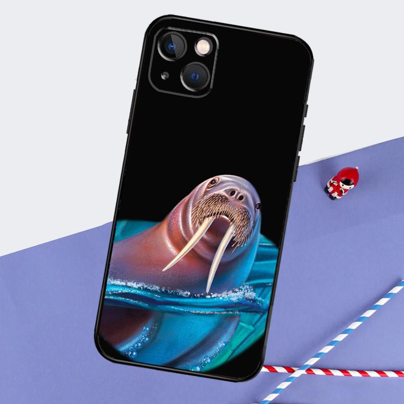 Cute Walrus Phone Case For iPhone 16 15 Pro Max 12 13 Mini 11 14 Pro Max XR 16 15 Plus 16e Cover Coque
