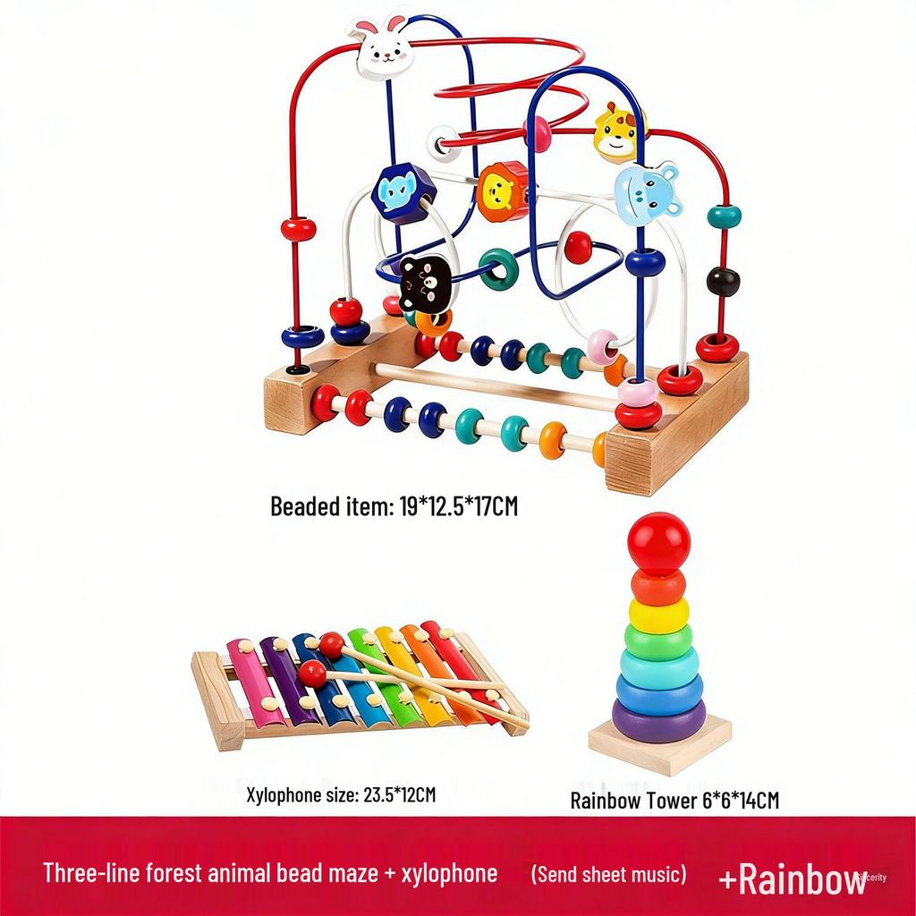 Montessori Multi-functional Beaded String Toy for Infants and Toddlers, Early Education for Boys and Girls, Ages 0-3 Years.