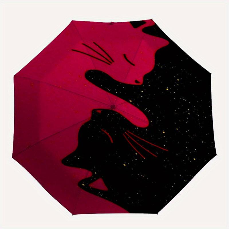 

1pc Cat Moon Automatic Open/Close Umbrella with Windproof, Functional Design, 8-Rib Sturdy Canopy
