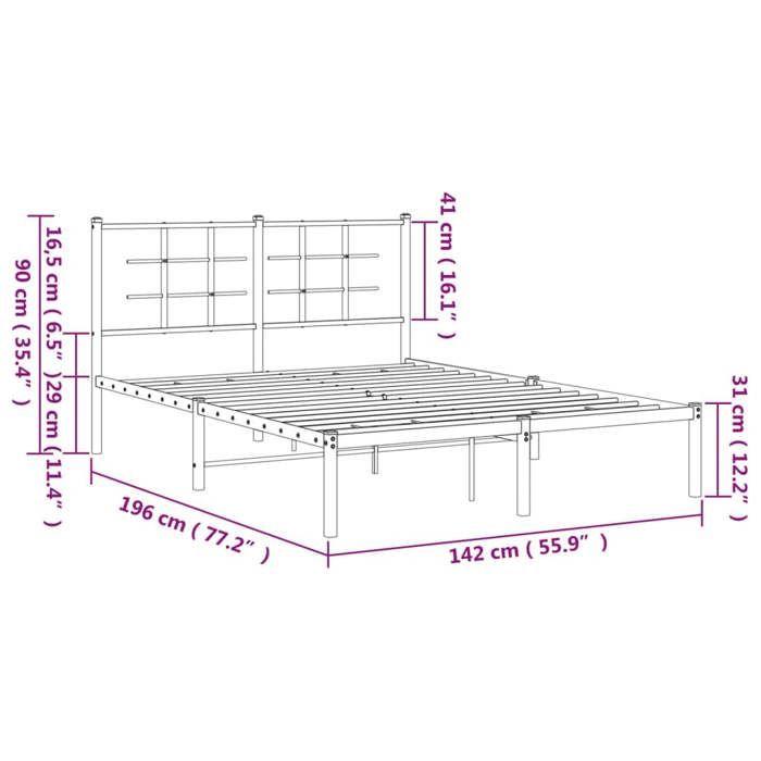 VidaXL Metal Bed Frames with Headboard, Double Bed with Slat Base, Adult Bed with Footboard, Bedroom Furniture, 355560