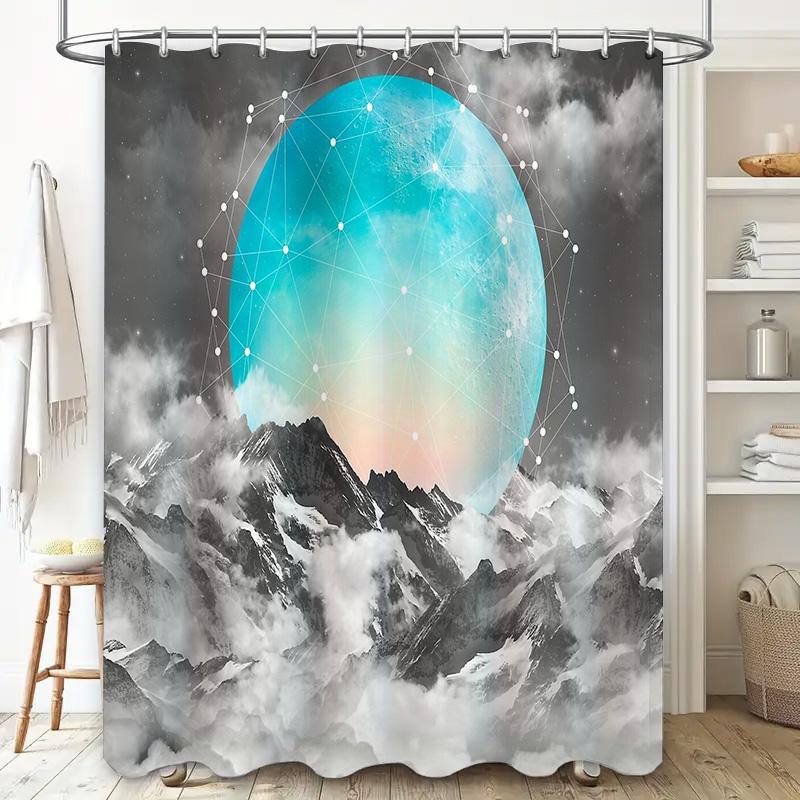 Mountain Waterfall Nature Shower Curtain Forest Landscape Backdrop Scenic Bathroom Decor Artistic Wall Hanging Modern Home Texti