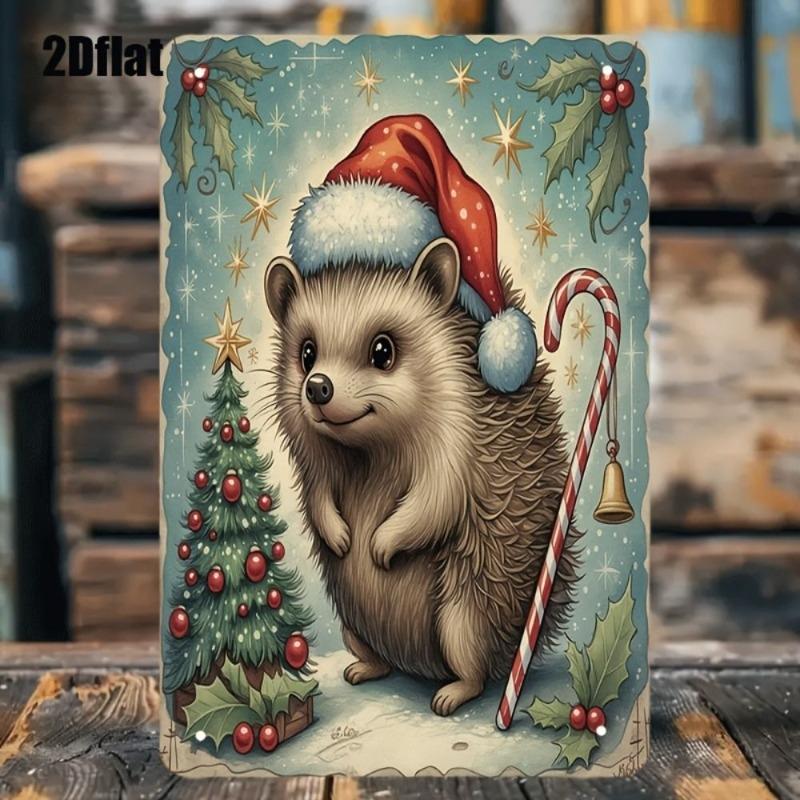 Vintage Merry Christmas Metal Sign, Retro Holiday Wall Decor 20x30cm