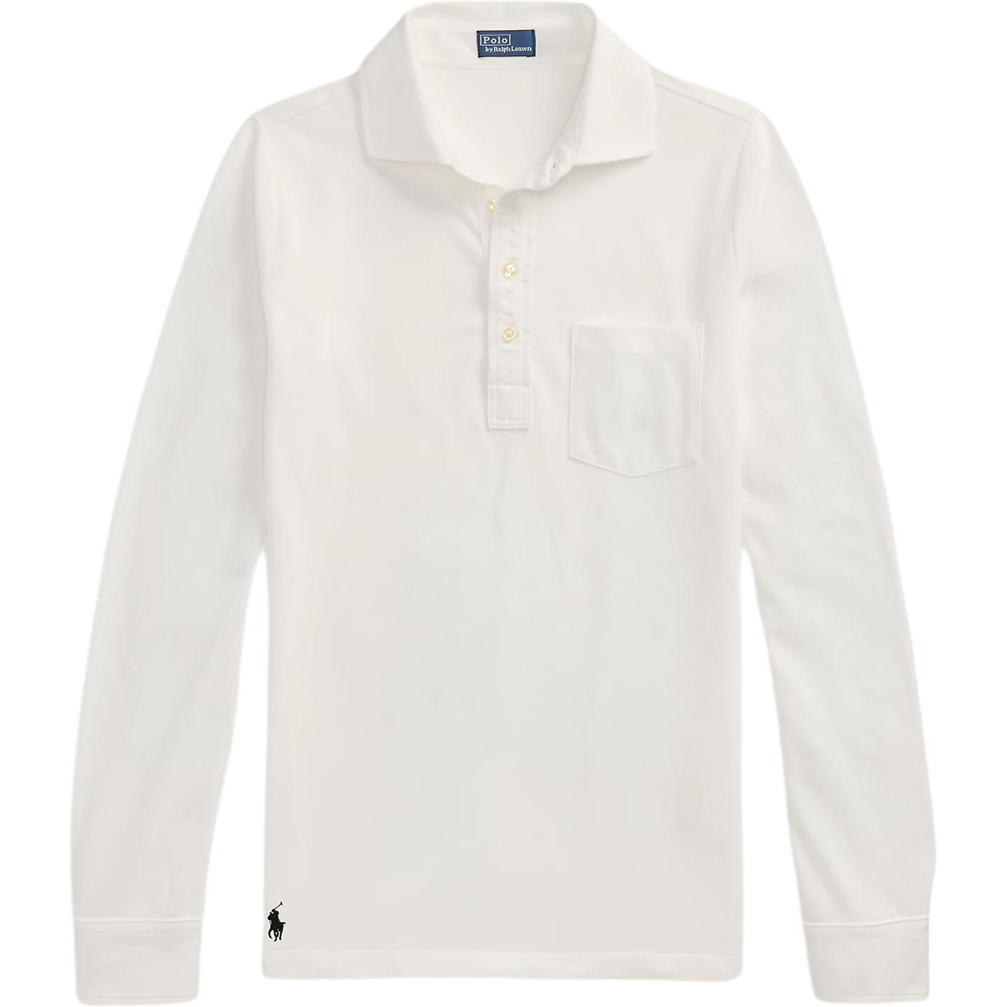 

Polo Ralph Lauren Mesh Cotton Solid Embroidered Long Sleeve Polo Shirt Women tops White 211971704-001 XXS