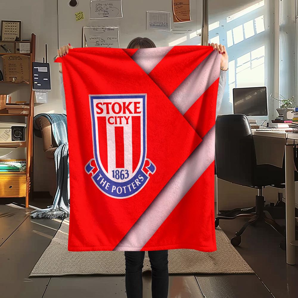 Stoke City Football Club Flanelldecke mit Aufdruck, Hohe Qualität, Bequem für alle Jahreszeiten, Heimdekoration, Wärme und Komfort
