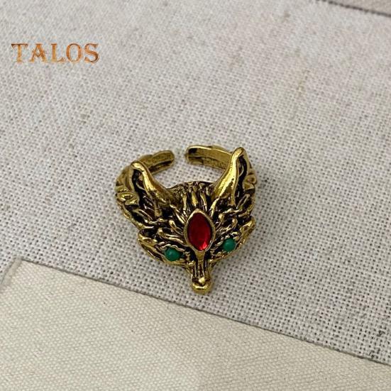 Pierścień Fox w stylu vintage regulowany pierścień otwierający z kryształkami dekoracyjnymi polerowany dorosły impreza klubowa biżuteria na palec indywidualny pierścień ze stopu