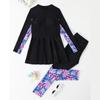2025 New Long-Sleeve Two-Piece Swimsuit for Girls - Conservative Style, Medium & Large Sizes.