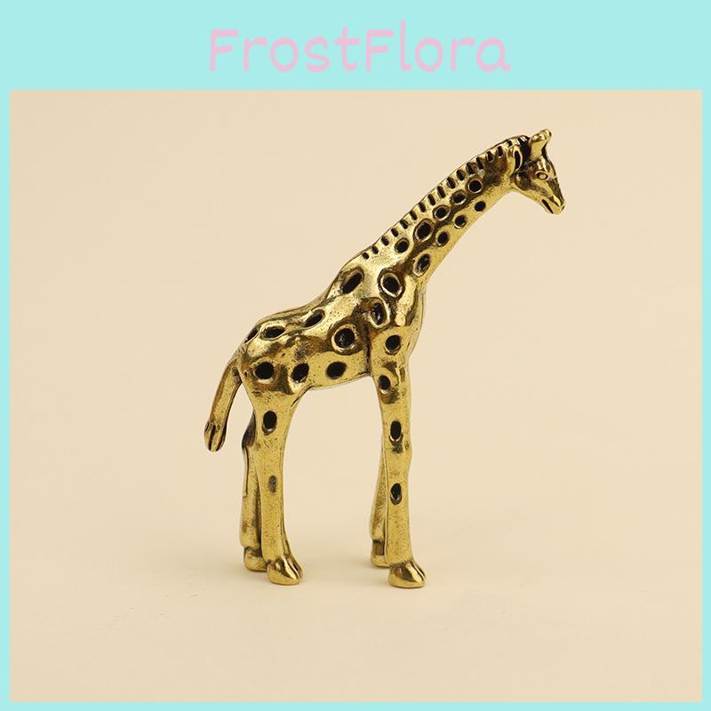 Giraffe Brass Solid Statue Desktop Decoration Vintage Animal Figurines Toys