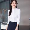 Taluoman Women's Elegant Stand-Collar Long Sleeve White Blouse