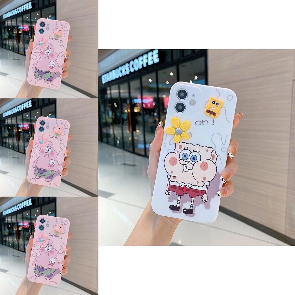 Cute Spongebob Iphone Case For 13/12/11 Pro Max And More High-quality Silicone Material For Strong Protection