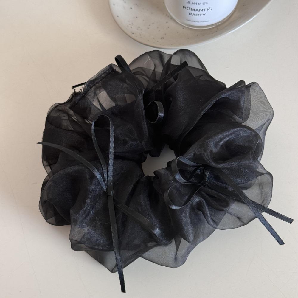 Hair Accories Yarn Knot Hair Ties Ribbon Bowknot Large Elastic Tulle Scrunchie Korean Style Bowknot Hair Rope Women
