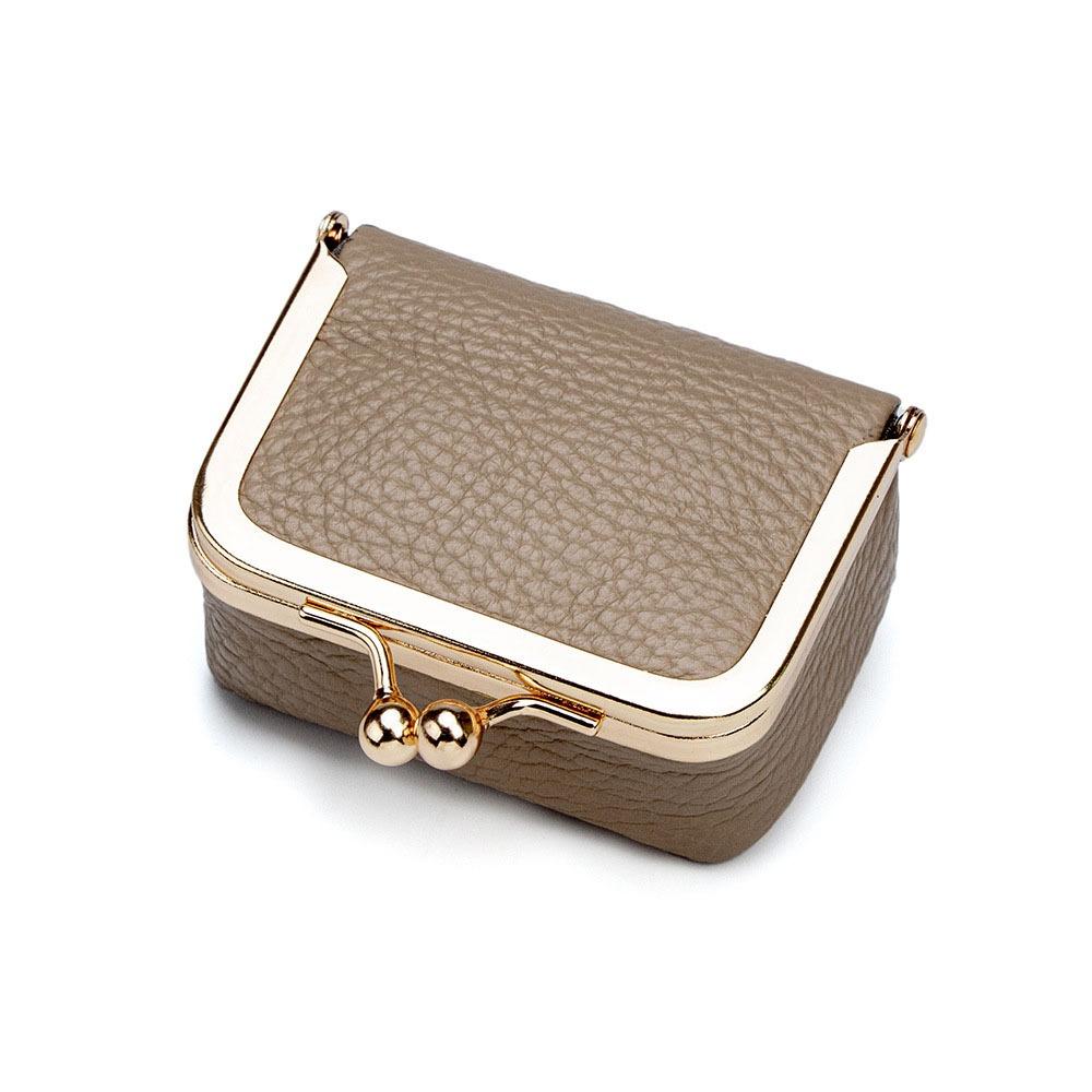 Genuine Leather Kiss Lock Coin Purse Solid Color Small Item Bag Leather Jewelry Bag  Earrings