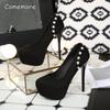 Black Suede Peep Toe High Heel Pumps Platform Shoes with Pearl Decoration Elegant Party Dress Shoes Size 34-40 Zapatos De Mujer