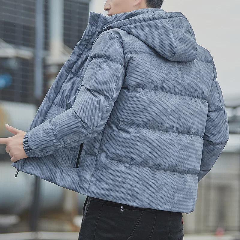Men's Winter Camouflage Cotton Coat with Detachable Hood - Warm, Thick, Trendy, and Available In Large Sizes