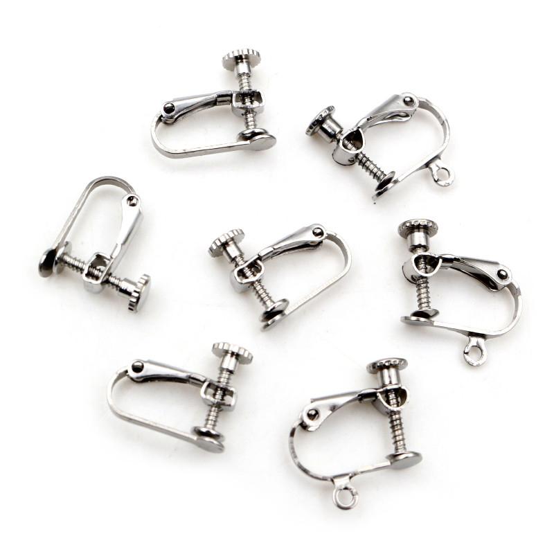 NO Fade 10pcs 15*13mm Stainless Steel Screw Ear Clip Earring Settings Rotate Pads Earring Findings 2026 New Arrival 