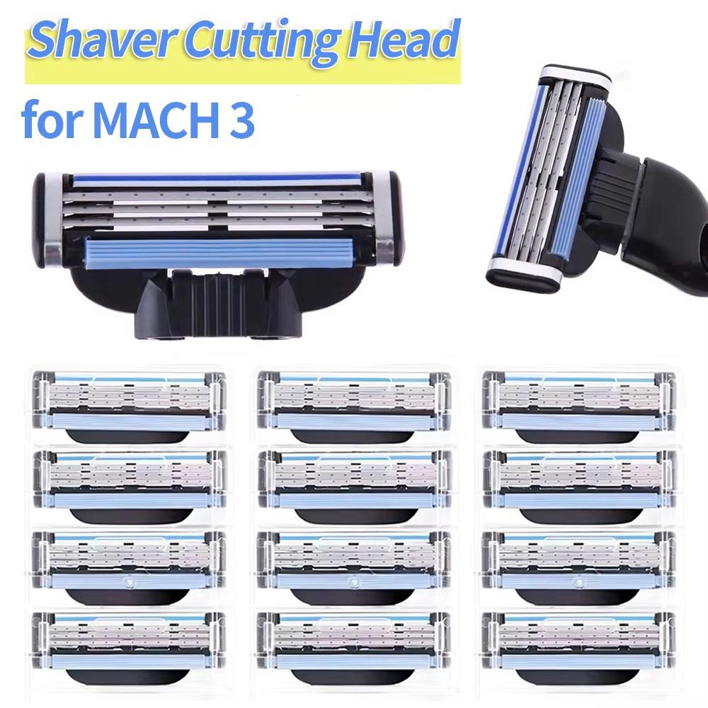 Klassischer manueller Bartrasierer Rasierklingen für Gillette Mach 3 Vintage Rasierer Edelstahl Herren 3-Lagen Rasierklingen