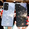 Kolorowy chiński lotos dla Samsunga Galaxy A15 5G 54 4G 51 50 24 35 90 71 12 51 53 52S 80 22 34 Czarne etui na telefon ze szkła hartowanego