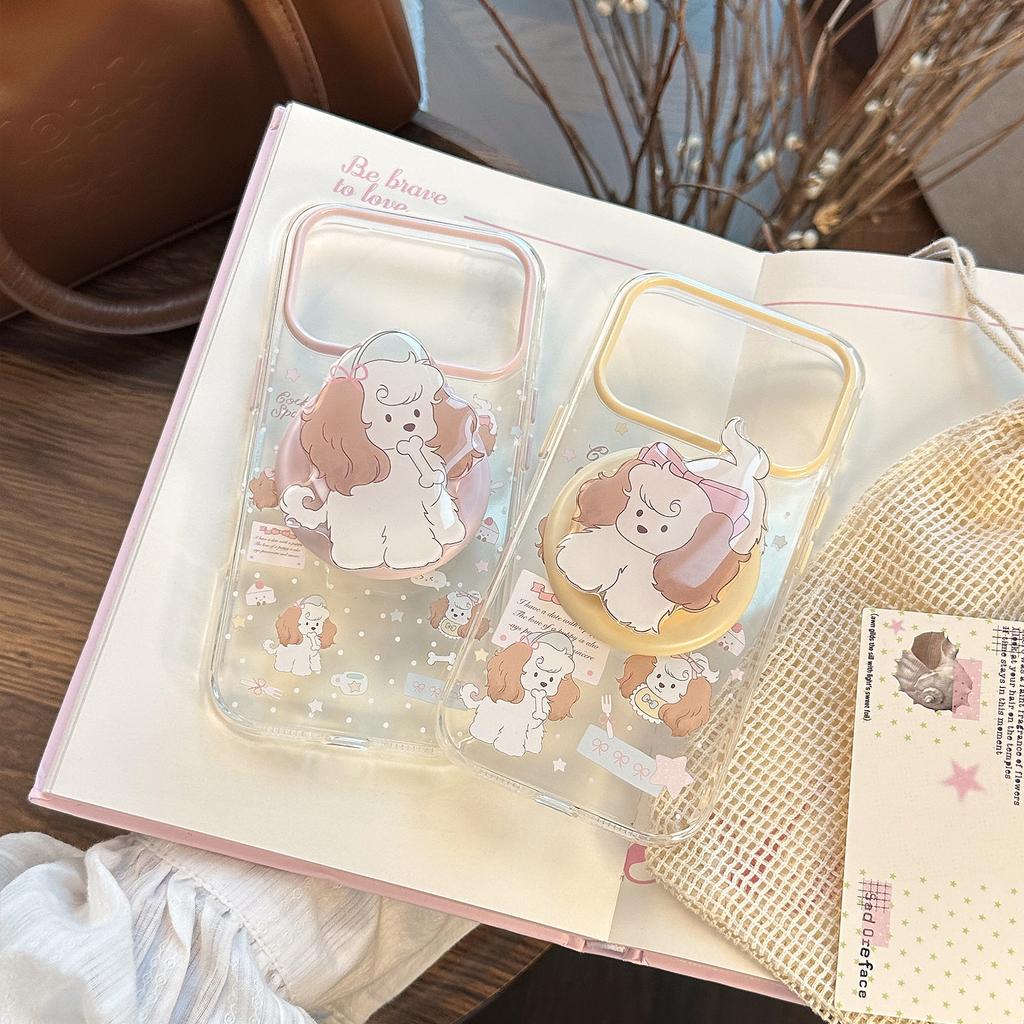 Cocker Dog Magnetic Suction Bracket Applies To 17 Apple 17pm Mobile Phone Case Iphone16 Girl Sweet Cartoon 15 Transparent