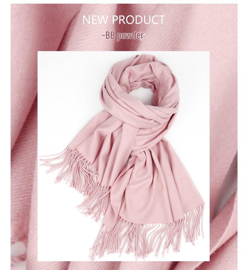 White Cashmere Scarf: Thickened, Solid Color, Versatile for Women & Men, Perfect for Autumn & Winter
