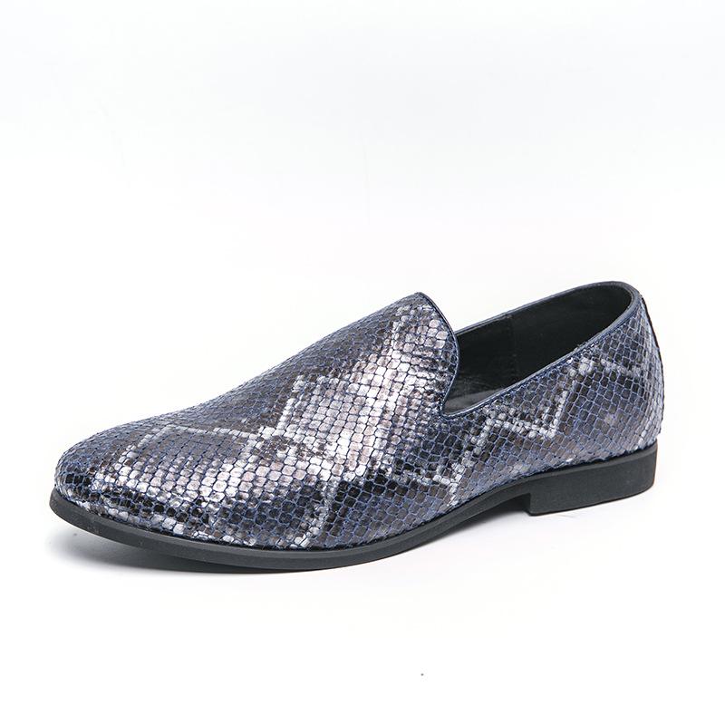 Large size business foot leather shoes men's simple python loafers barber shop small leather shoes men's lazy shoes