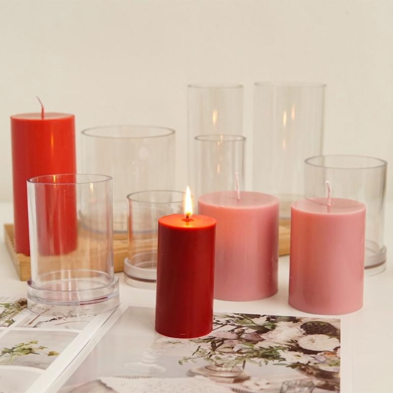 Clear Candlestick Molds Cylindrical Candle Mould for Church Christmas Wedding Dinner Valentine Day Home Decoration
