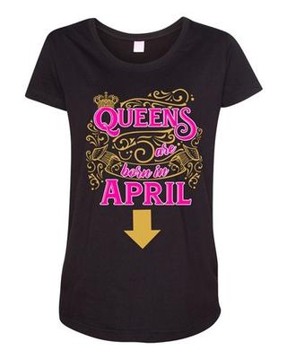 Queens Are Born In April Crown Birthday Funny Maternity DT T-Shirt Tee Unisex T-Shirt