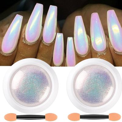 1 STÜCK Aurora Nagelpulver Spiegeleffekt Chrom Nail Art Regenbogen Perle Buntes Muschelpulver Nagelpulver Metallic Neonstaub Nagelkunst Gelpoliermittel