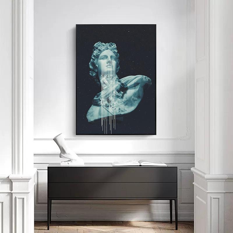 Vinatge Space Collage Night Sky Posters Canvas Painting Galaxy Moon Surrealism Wall Art Picture For Living Room Home Decoration