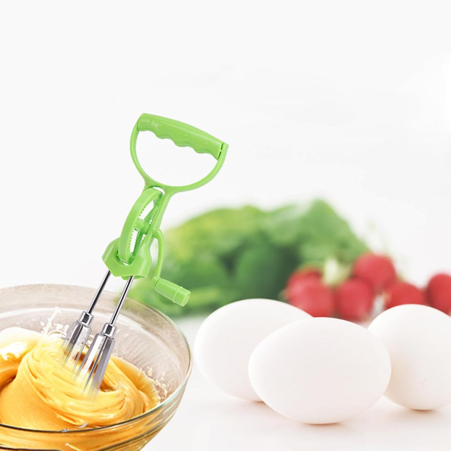 Egg Beater Classic Hand Crank Style Rotary Whisk Blender Versatile Milk Frother Egg Mixer Hand Push Mixer Stirrer for Blending, Whisking, Beating &