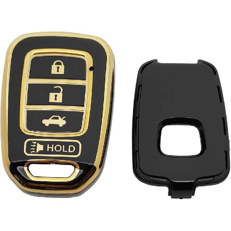 360 Degree Soft TPU Protector Key Fob Cover Case fit for Honda 2016-2017 Accord 2016- Civic 2014-2015 CR-V Keyless Entry Key Fob (Black)